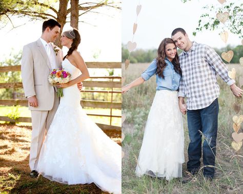 Christina D. paired the tulle skirt of her gown with a casual chambray shirt for her wedding anniversary photo shoot. Wedding Vows For Her, Vows For Her, Wedding Anniversary Pictures, Anniversary Dress, Wedding Anniversary Photos, Anniversary Pictures, Diy Wedding Dress, 10th Wedding Anniversary, Anniversary Photo