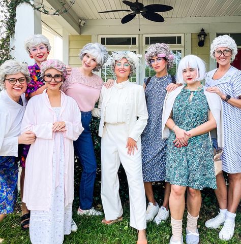 Dress Up Bachelorette Party, Old Lady Costumes For Women, Grandma Costume Bachelorette, Old Lady Group Costume, Granny Costume Bachelorette, Old Person Costume Party, Grandma Dress Up Costumes, Bachelorette Party Halloween Costume, Grannies Night Out Bachelorette