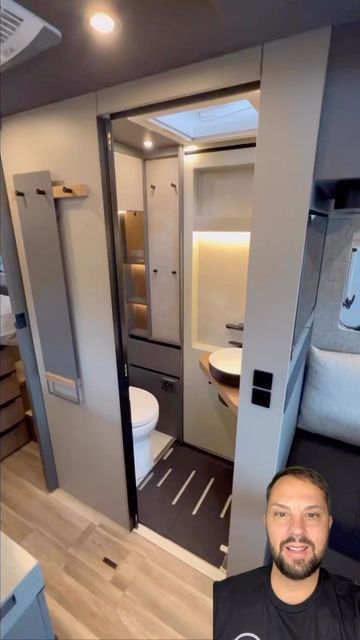 Motorhome Bathroom Ideas, Camper Van Shower Ideas, Caravan Bathroom Ideas, Camper Shower Ideas, Rv Bathroom Ideas, Motorhome Bathroom, Wet Bathroom Ideas, Caravan Bathroom, Van Bathroom