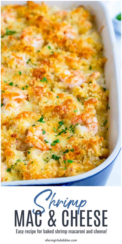 Shrimp Mac And Cheese Recipe, Shrimp Mac And Cheese, Easy Macaroni And Cheese Recipe, Easy Macaroni And Cheese, Shrimp Casserole Recipes, Mediterranean Seafood, Recipe With Shrimp, Easy Baked Shrimp, Shrimp Casserole