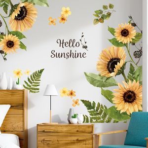 Sunflower Murals, Diy Mural Art, Pintu Interior, Wall Murals Diy, Sunflower Wall Decor, Diy Mural, Removable Wall Art, Wall Stickers 3d, Flower Wall Decals