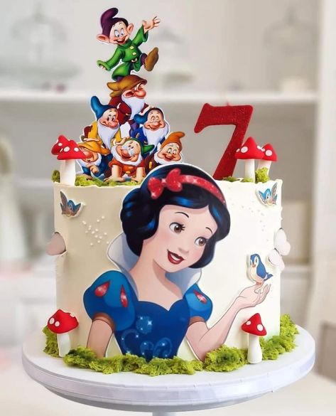 Snow White Picture Ideas, Snow White And The Seven Dwarfs Cake, Snowwhite Birthday Cake, Snow White Cake Ideas, Snow White Cake Design, Snow White Cake Topper, Snow White Birthday Cake, Disney Princess Birthday Cakes, Rodjendanske Torte