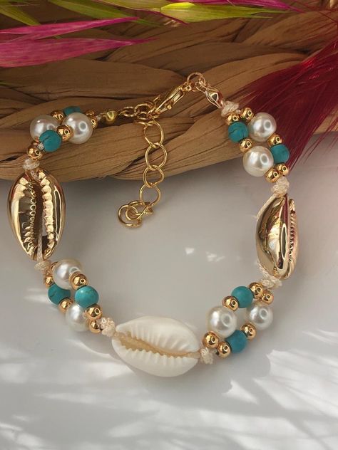 Sea Shells Bracelet, Ocean Aesthetic Jewelry, Sea Themed Jewelry, Beach Theme Jewelry, Sea Shell Bracelet, Sea Bracelet, Hawaiian Ocean, Trending Jewellery, Bracelet Ocean