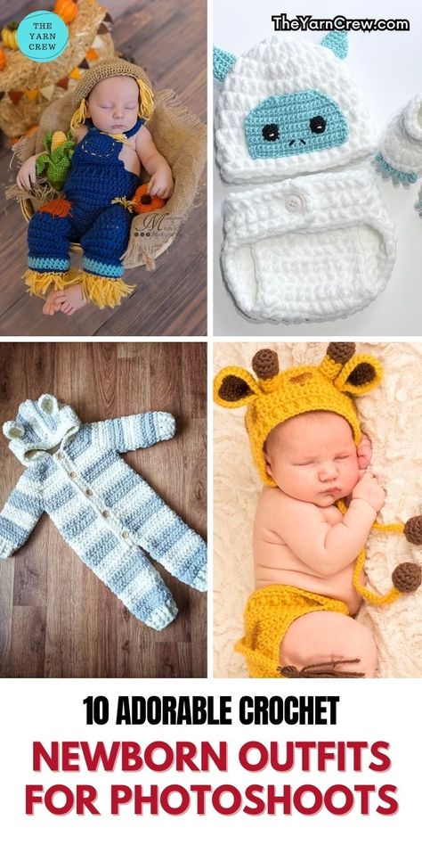 Create picture-perfect memories with these 10 crochet patterns for newborn outfits, ideal for charming photoshoots. Curated by The Yarn Crew. Newborn Crochet Props, Crochet For Newborns Free Pattern, Crochet Newborn Photo Props Pattern Free, Crochet Ideas For Newborn Baby, Newborn Crochet Ideas, Newborn Girl Crochet Patterns Free, Crochet Baby Photo Props Patterns Free, Crochet Newborn Clothes Free Pattern, Infant Crochet Patterns Free