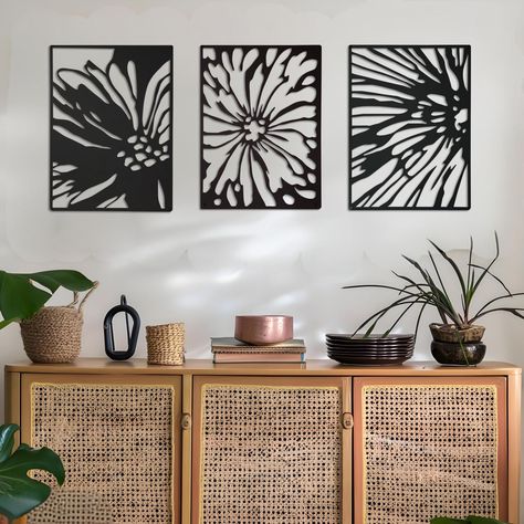 PRICES MAY VARY. Appropriate size: Each branch size of metal wall art decoration is approximately 40.5 x 30 /16 x 11.8 inches; Make it a beautiful decoration for bedrooms, corridors, living rooms, bathrooms, or other places, adding a touch of color to the walls. Design: Modern minimalist floral abstract art hollow design, the pattern structure has a 3D shadow effect on the wall, perfect frame structure and exquisite craftsmanship make this set of metal wall hangings an eye-catching decoration in Black And White Art For Bathroom, Black And Cream Living Room Decor, Metal Wall Decor Living Room, Black Metal Wall Decor, Modern Bedroom Wall Decor, Arch Wall Decor, Modern Bedroom Wall, School Wall Decoration, Bedroom Wall Decor Above Bed