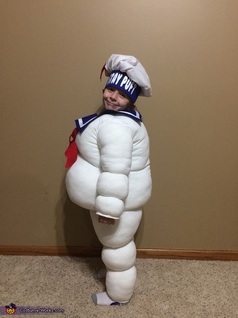 Ashley: My son, Ben, recently watched Ghostbusters (1984) with his dad. He has since loved the movie. When asked what he wanted to be for Halloween this year, he yelled The... Marshmallow Man, Diy Marshmallow Man Costume, Staypuff Marshmallow Man Costume Diy, Diy Stay Puft Costume, Stay Puffed Marshmallow Man Costume, Stay Puft Marshmallow Man Costume, Stay Puft Marshmallow Man Costume Diy, Ghost Busters Marshmallow, Crochet Stay Puft Marshmallow Man