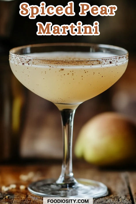 Looking for the perfect fall cocktail? This Spiced Pear Martini is a delicious blend of fresh pear flavors and warm spices, making it the ultimate drink for cozy autumn evenings. 
Whether you're hosting a party or enjoying a quiet night in, this easy-to-make martini will be your new seasonal favorite. 
Click to get the recipe and sip your way into fall! St George Spiced Pear Liquor Cocktails, Spiced Pear Martini, Pear Martini Recipe Vodka, Thanksgiving Martinis, Fall Martini Recipes, Pear Cocktail Recipes, Fall Martinis Recipes, Thanksgiving Martini, Spiced Pear Cocktail