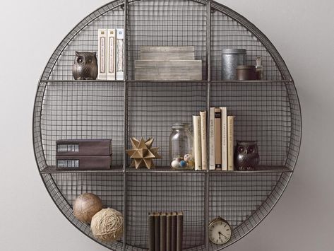 Display books, knickknacks and other small items on this wired wheel from Restoration Hardware’s RH baby & child. Mount three horizontally or vertically for a dramatic, yet functional storage solution. Warehouse Aesthetic, Homey Touches, Restoration Hardware Baby, Round Shelf, Wall Shelving, Wire Shelf, Nursery Shelves, Vintage Industrial Decor, Rh Baby