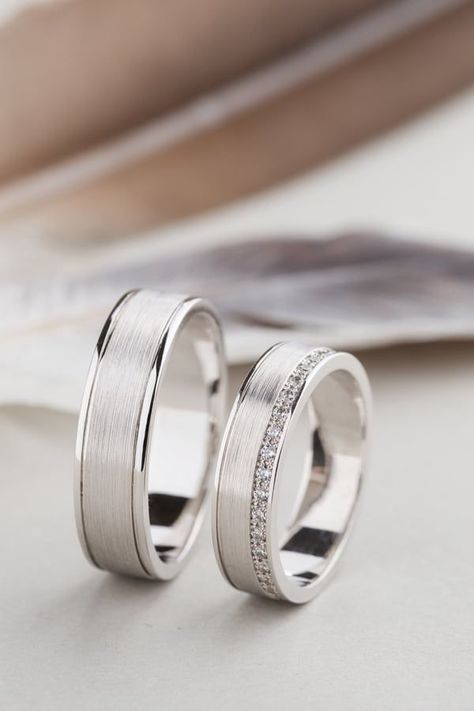 Platinum vs. White Gold - Price Walmart Wedding Rings, Wedding Rings Sets His And Hers, Couples Wedding Bands, Matching Wedding Rings, Couple Wedding Rings, Gold Diamond Wedding Band, White Gold Wedding Bands, Matching Wedding Bands, Wedding Band Sets