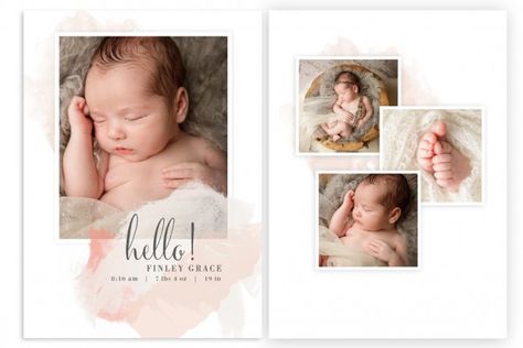 Modern Baby Birth Announcement Templates by Jamie Schultz Designs Baby Album Design, Wedding Photo Album Layout, Album Design Layout, Photo Book Inspiration, Birthday Photo Album, Christening Photos, Wedding Album Cover, Wedding Album Templates, Photobook Design