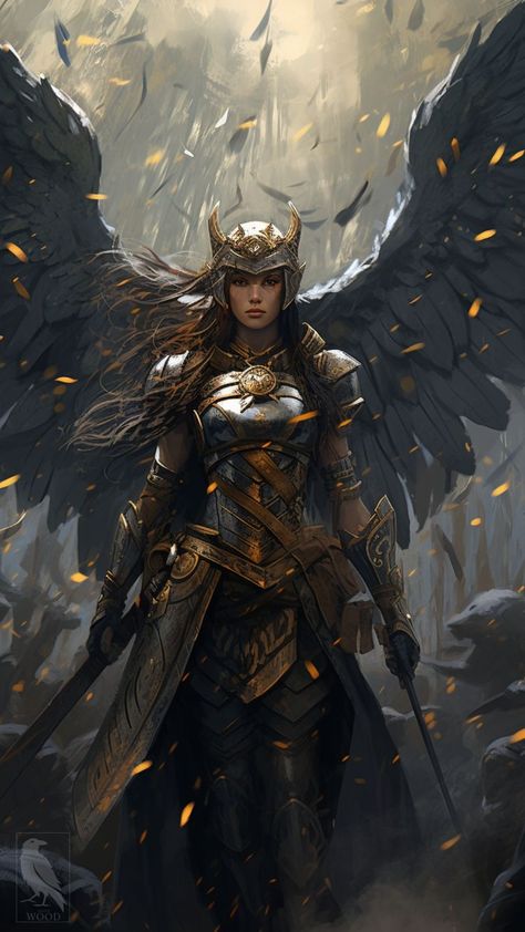 Valkyrie Norse, Viking Warrior Woman, Valkyrie Tattoo, Angel Warrior, Ange Demon, Fantasy Sci Fi, Warrior Queen, Mythology Art, Viking Warrior