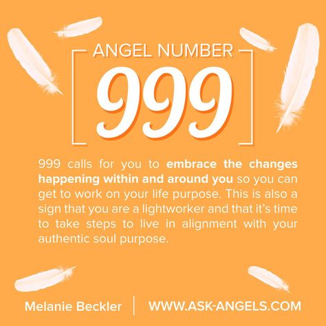 999 calls for you to embrace the changes happening within and around you so you can get to work on your life purpose. This is also a sign that you are a lightworker and that it’s time to take steps to live in alignment with your authentic soul purpose. ht #whatisthemeaningofthenumber5 Spirit Numbers, 999 Meaning, Angel Number 999, Black Witches, Spiritual Care, Numerology Life Path, Divine Intervention, Angel Signs, Numerology Numbers