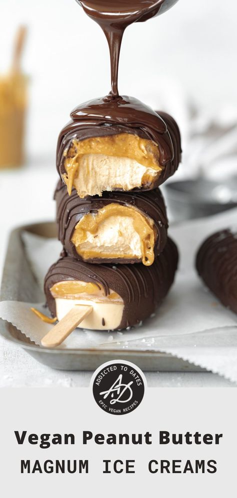 Vegan Magnum Ice Cream, Homemade Magnum Ice Cream, Healthy Magnum Ice Cream, Vegan Magnum, Quick Gluten Free Desserts, Homemade Ice Cream Bars, Magnum Ice Cream Bars, Snickers Ice Cream, Gluten Free Dairy Free Dessert