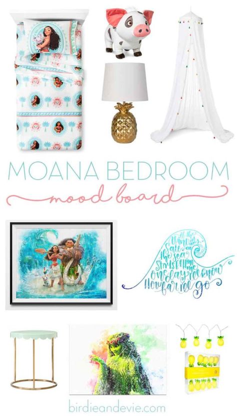 Moana Bedroom Mood Board | Ideas & Inspiration for a little girl Moana bedroom Moana Bedroom Ideas, Moana Bedroom, Mood Board Ideas, Bedroom Mood Board, Casa Disney, Disney Bedrooms, Big Girl Bedrooms, Disney Rooms, Teen Girl Bedroom