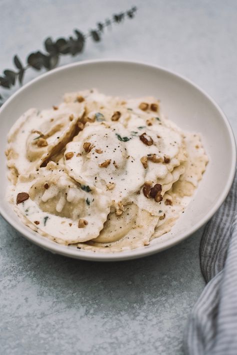 Sage Alfredo Sauce, Creamy Sage Sauce, Cream Sauce For Ravioli, Ravioli Cream Sauce, Sauce For Ravioli, Pasta Craving, Sage Cream Sauce, National Pasta Day, Starch Sides