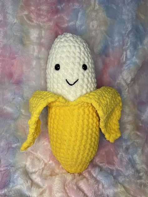 No Sew, Banana Plushie Pillow No Sew PDF Printable Crochet Pattern, Market Prep, Beginner Friendly, Amigurumi Banana, CrochetingWithHudson Crochet toys free patterns easy #crochettoysfreepatternseasy #crochet #crochettoy #crochetpattern #crochetpatterns 4.429 Couture, Blanket Crochet For Beginners, Yellow Crochet Plushies, Chunky Crochet Plushies, Crochet Banana Pattern Free, Crochet Plushies Cute, Crochet Stuffies Easy, Crochet Ideas Stuffed Animals, Chunky Crochet Amigurumi