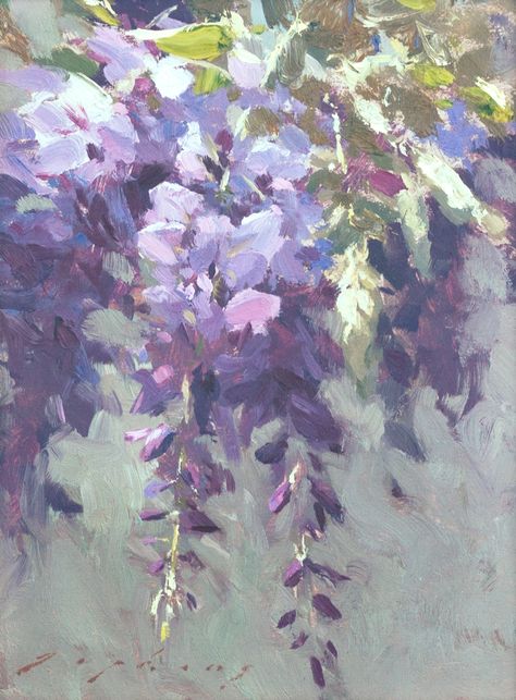 Wisteria Cottage, Jeremy Lipking, 수채화 그림, Paintings I Love, Purple And Green, Still Life Painting, Wisteria, Slow Down, 그림 그리기