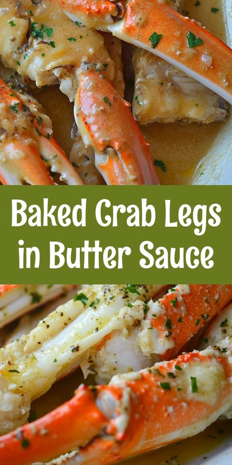 Indulge in the elegance of baked crab legs in a rich butter sauce! This delightful dish combines the natural sweetness of fresh crab with a fragrant blend of garlic, lemon, and herbs. Perfect for special occasions or a cozy evening, it’s as easy to prepare as it is impressive to serve. With just 10 minutes of prep and a total cook time of 25-30 minutes, you can delight your seafood-loving guests with succulent crab legs, complemented by silky butter for dipping. Elevate your dining experience tonight—your taste buds will thank you! 🦀🍋✨ #SeafoodLovers #CrabLegs #DinnerInspiration Crab Meat Butter Sauce, Easy Crab Legs How To Cook, Dipping Sauce For Crab Legs Recipe, Crab Seasoning Recipes, Crab Legs Butter Sauce, Baked Crab Legs In Garlic Butter Sauce, Crab And Steak Dinner, Crablegs Butter Sauce, Steamed Crab Legs Recipe How To Cook