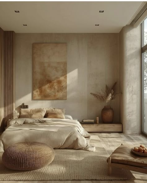 Boho Minimal Bedroom, Barndominium Decor, Minimal Bed Frame, Bedroom Japandi, Wabi Sabi Bedroom, Minimal Bed, Scandinavian Bedroom Ideas, Japandi Bedroom Design, Hawaii Design