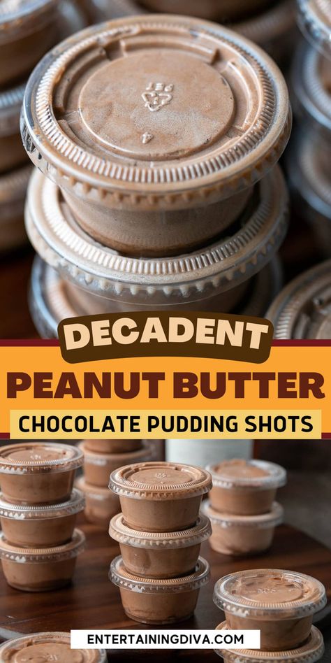 Peanut Butter Pudding Shots, Chocolate Pudding Shots, Pudding Shot Recipes, Peanut Butter Pudding, Best Jello Shots, Peanut Butter Whiskey, Jello Pudding Shots, Halloween Jello Shots, Butter Pudding