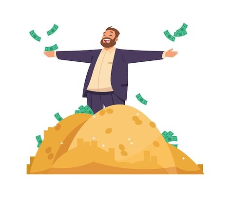 Millionaire or banker cartoon man scatte... | Premium Vector #Freepik #vector #money-illustration #money #dollar #money-cartoon Lottery Illustration, Lottery Winning, Money Dollar, I Want Money, Birds And Bees, Best Things In Life, Cartoon Man, Winning The Lottery, Interest Rates