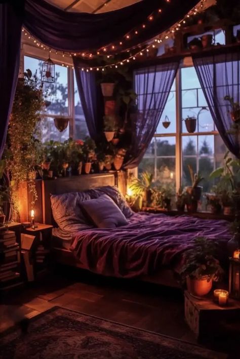 Witchy Dark Academia Room, Dark Cottagecore Apartment, Dark Academia Apartment Aesthetic, Witchy Apartment Aesthetic, Dark Academia Bed, Dark Academia Bedroom Aesthetic, Academia Bedroom Aesthetic, Academia Apartment, Witch Cottage Interior