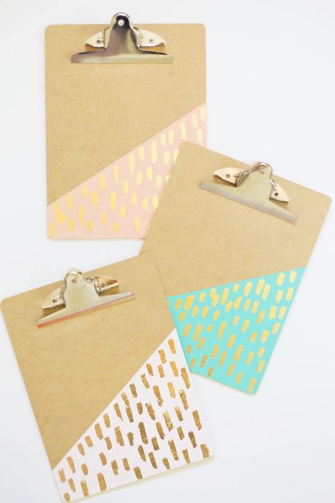 Diy Gold Leaf, Diy Clipboard, Escuela Diy, Diy Back To School, Diy Gold, Back To School Crafts, Diy School Supplies, Gold Diy, Cute School Supplies