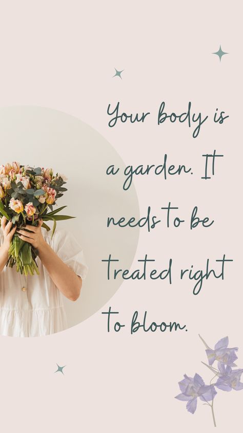 🌺💪 Dear Moms, nourish your body like a precious garden. Water it with wholesome foods, cultivate it with self-care, and watch yourself bloom. You're worth it! Take a moment today to do something that makes you feel good. For more tips on holistic nutrition and post-baby weight loss, visit my bio. #BlossomingWellness #TempleofWholeness #SelfLoveJourney #GracefulLiving #WellnessGoals #HealthyLifestyle #MentalWellbeing #BodyMindConnection #PostBabyWellness #ShareYourTips #WellnessInspiration Self Nourishment, Nourish Your Body, Holistic Quotes, Holistic Nutrition Quotes, Holistic Nursing, Body Quotes, Natural Medicine Cabinet, Nutrition Quotes, Organic Lifestyle