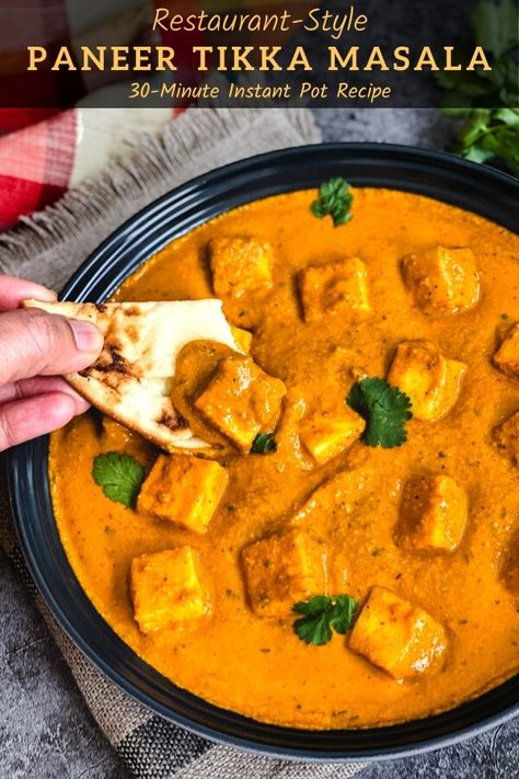 Instant Pot Paneer, Paneer Tikka Masala Recipe, Paneer Tikka Masala, Instant Pot Recipes Vegetarian, Tikka Masala Recipe, Paneer Tikka, Vegetarian Curry, Creamy Tomato Sauce, Paneer Recipes