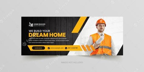 Premium PSD | Construction facebook cover or social media web banner template Construction Banner, Facebook Background, Social Media Icons Vector, Cover Page Template, Facebook Cover Design, Facebook Post Template, Facebook Cover Template, Facebook Design, Timeline Cover