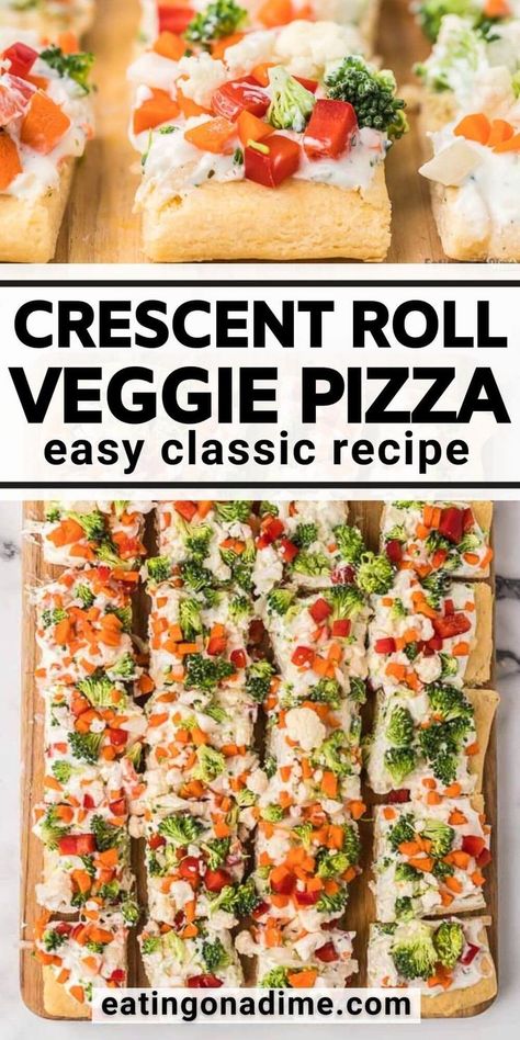 Veggie Pizza Appetizer, Crescent Roll Veggie Pizza, Pizza Appetizer, Crescent Roll Recipes Dinner, Pizza Appetizers, Crescent Recipes, Appetizers Easy Finger Food, Best Appetizer Recipes, Crescent Roll Recipes