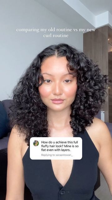 rachel 🦙 on Instagram: "how I get fluffy curls (that are also defined) 👀 i’ve been testing out different routines and product combinations for years so it’s nice to see how much of a difference a new routine can make 😅 for reference, I have fine texture, lower density and high porosity hair, so sometimes even my ‘new’ routine is not a preferred routine for someone who has the same hair characteristics as me. some curlies who have fine low density may prefer just glazing and scrunching, or even no brush styling at all. which is why I’ll always keep testing out different routines so that you can have a variety and see how it turns out on my hair. I also try to avoid phrasing my routines as one-size fits all technique / ‘routine you NEED to try’ as what may work for me may not work for you Curly Hair Routine For Fine Hair, Curly Hair Porosity Test, Fine Low Density Curly Haircut, Haircuts For Low Density Curly Hair, Fine Curly Hair Routine, Low Porosity Curly Hair Routine, Low Density Curly Hair Cuts, Low Density Curly Hair, High Porosity Curly Hair