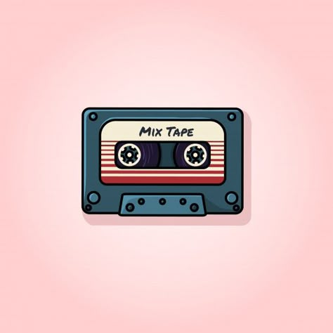 Retro mix tape flat vector illustration ... | Premium Vector #Freepik #vector #vintage #music #icon #retro Mix Tape Illustration, Music Cute Icon, Mix Tape Drawing, Cute Music Icon, Music Icon Aesthetic, Insta Highlight Cover Icons, Insta Highlight Cover, Retro Icons, Illustration Music