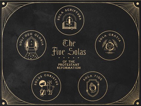 5 Solas of the Protestant Reformation by Christian Hilley Reformed Theology Tattoo, Reformed Theology Wallpaper, Five Solas Tattoo, 5 Solas Tattoo, Solas Tattoo, Gospel Tattoo, The 5 Solas, The Five Solas, Five Solas