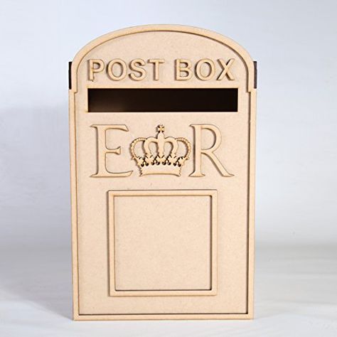 Wedding Post Box, Royal Mail Styled, Flat Pack, Unpainted... https://www.amazon.co.uk/dp/B01FFPP1N0/ref=cm_sw_r_pi_dp_x_nmQ9ybRB0Z7FT Wedding Card Post Box, Wooden Card Box Wedding, Diy Card Box, Personalized Desk Name Plate, Wedding Post Box, Rustic Wedding Decorations, Post Boxes, Wedding Post, Mdf Crafts