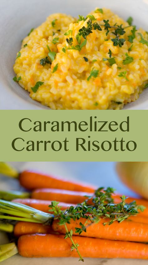 Spring Caramelized Carrot Risotto - a delicious vegetarian main dish or side dish to celebrate spring #vegetarian #risotto #carrots #rice #spring Caramelized Carrot, Carrot Risotto, Filet Mignon Chorizo, Caramelized Carrots, Target Valentines, Valentines Day Quotes, Diy Easy Recipes, Broiled Chicken, Vegetarian Foods