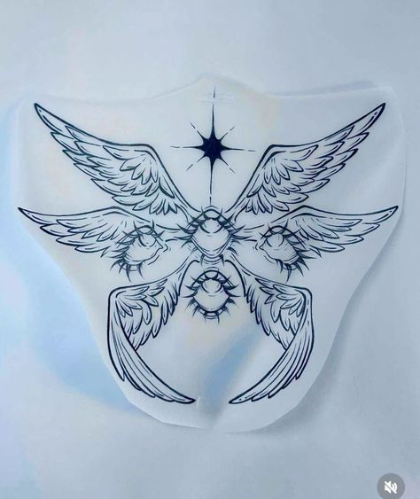 Envy Tattoo Design, Sternum Angel Tattoo, 4 Point Star Tattoo, Seraphim Drawing, Real Angel Tattoo, Seraphim Tattoo Design, Seraphim Angel Tattoo, Biblically Accurate Angel Tattoo, Seraphim Tattoo