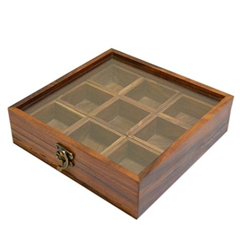 Stylla London Wooden Masala Dabba Indian Spice Box with Glass Lid on Top & Spoon Sheesham Rosewood: Amazon.co.uk: Kitchen & Home Indian Spice Box, Wall Spice Rack, Masala Dabba, Wooden Kitchenware, Kitchenware Products, Gin Tasting, Bar Display, Spice Racks, Bar Displays