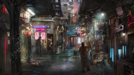 ArtStation - Cyberpunk Slums Cyberpunk Exterior, Cyberpunk Slums, Cyberpunk Environment, Drab Majesty, Scifi Environment, Cyberpunk Concept, Neo Tokyo, Express Train, Cyberpunk City