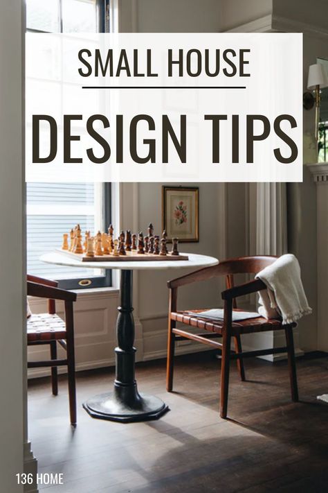 If you have a small house or space you know it's hard to know how to design the interior. Well, don't worry anymore. I've got this covered. Read on to see my 5 tips to design a small house interior. You can find these tips and more home decor and design tips at 136home.com Coach House Design, Renovation Ideas Small House, Renovating Small House, Small Elegant House Design, Small Home With Character, Small House Home Decor, Tiny House Interior Decor, Small Home Decorating, Small Home Decor Inspiration