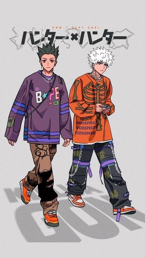 Anime Hypebeast, Gon X Killua, Street Style Boy, E M, Anime Streetwear, Anime Galaxy, Anime Nerd, Pop Art Wallpaper, Cute Animal Drawings Kawaii