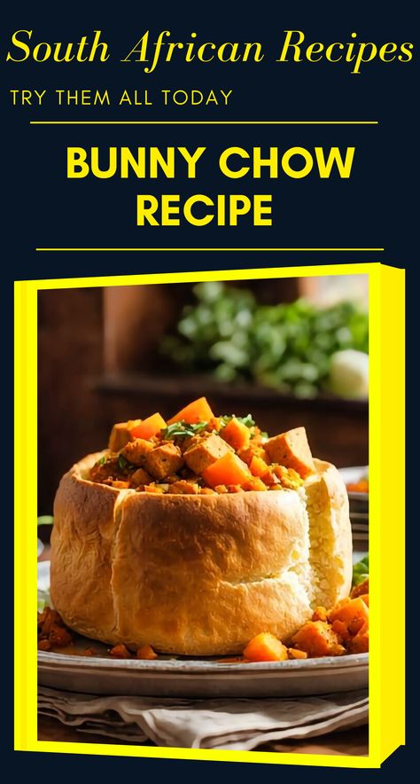 South African Bunny Chow Recipe South African Bunny Chow, Bunny Chow Recipe, South Africa Food, South African Dishes, Chow Recipe, Bunny Chow, Africa Food, Bread Alternatives, Tiramisu Recipe