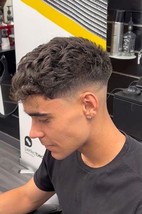 Taper Crop Top Haircut, Mid Taper Fade With Textured Fringe, Mid Fade Haircut Men 2024, Guys Fade Haircut, Short Permed Hairstyles Men, Short Curly Hair Fade, Short Haircuts For Straight Hair Men, Style Hair Boy, Men’s Fade