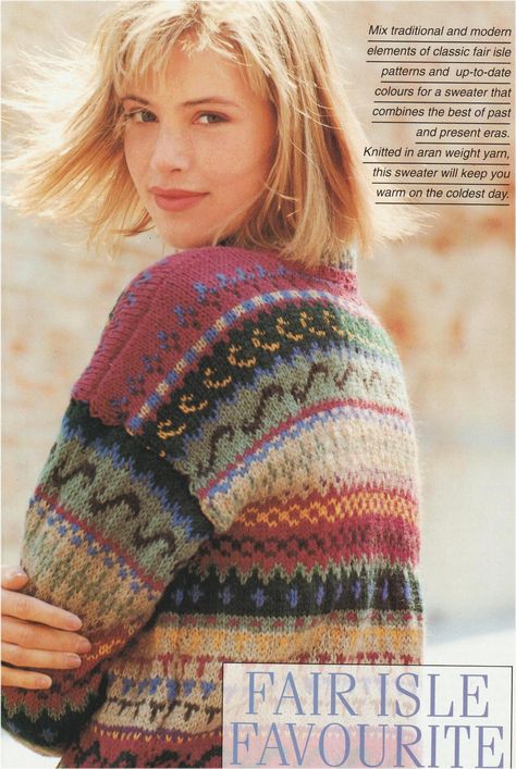 Maglia Fair Isle, Norwegian Wool Sweater, Motif Fair Isle, Fair Isle Pullover, Norwegian Sweater, Fair Isle Knitting Patterns, Fair Isles, Drop Sleeve, Vintage Knitting Patterns