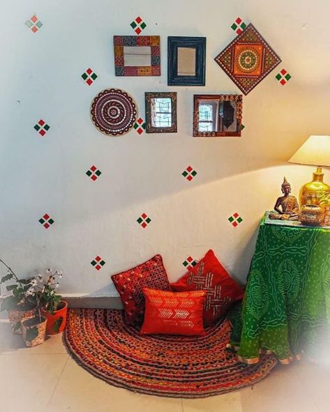 Block Print Wall, Indian Room, Indian Room Decor, Indian Bedroom Decor, Colourful Living Room Decor, India Home Decor, Indian Home Interior, Ethnic Home Decor, Diy Blocks