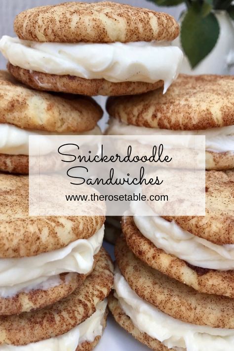 Sandwich Cookies Christmas, Snickerdoodle Sandwich Cookies, Snickerdoodle Desserts, The Best Cookie Recipes, Cookies Cinnamon, Cookie Sandwich Recipes, Whoopie Pie Recipe, Buttery Cookies, Whoopie Pies