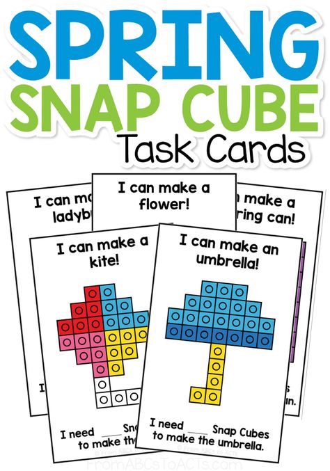 Spring is in the air and these spring snap cube task cards are the perfect way to work on fine motor skills, colors, counting, and so much more! Unifix Cube Activities, Snap Cubes Activities, Unifix Cubes, Task Cards Free, Snap Cubes, Kindergarten Morning Work, Shape Activities Preschool, Quiet Time Activities, Busy Boxes