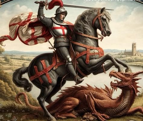 St George And The Dragon, History Wallpaper, Templar Knights, Saint George And The Dragon, Stain Glass Window Art, Rule Britannia, Saint George's, St Georges, Glass Window Art