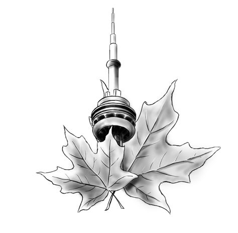 Little CN Tower Toronto Tattoo Ideas Canada, Ontario Tattoo Ideas, Toronto Tattoo Ideas, Cn Tower Drawing, Cn Tower Tattoo, Trip Tattoo, Maple Leaf Tattoos, Tatto Designs, Tower Tattoo