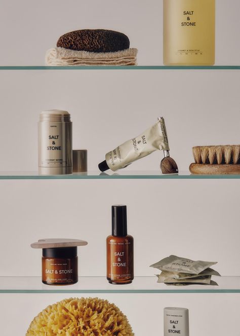 Salt & Stone - Mike Kazik Natural Cosmetics, Salt Stone, Skincare Packaging, Coffee Club, Beauty Ad, Beauty Products Photography, Brand Color Palette, Prop Styling, Cosmetics Brands